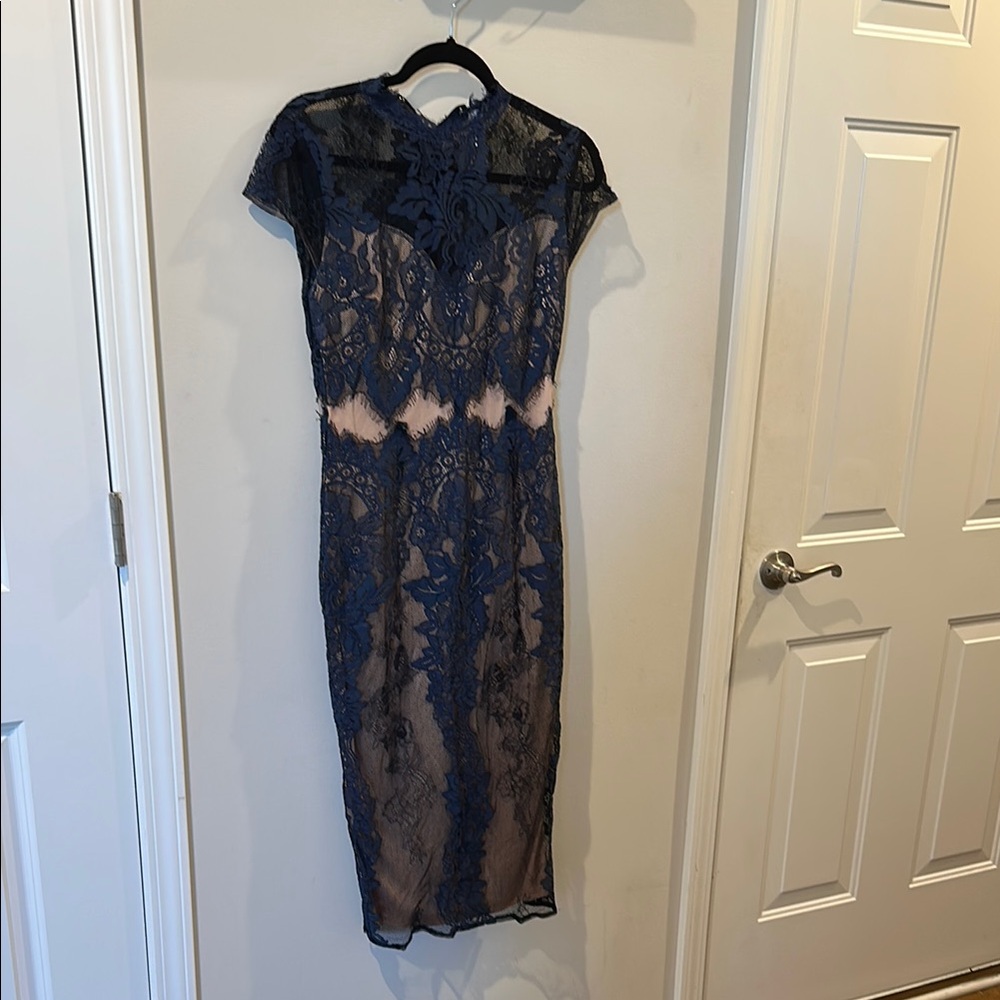 Elegant Navy Lace Dress